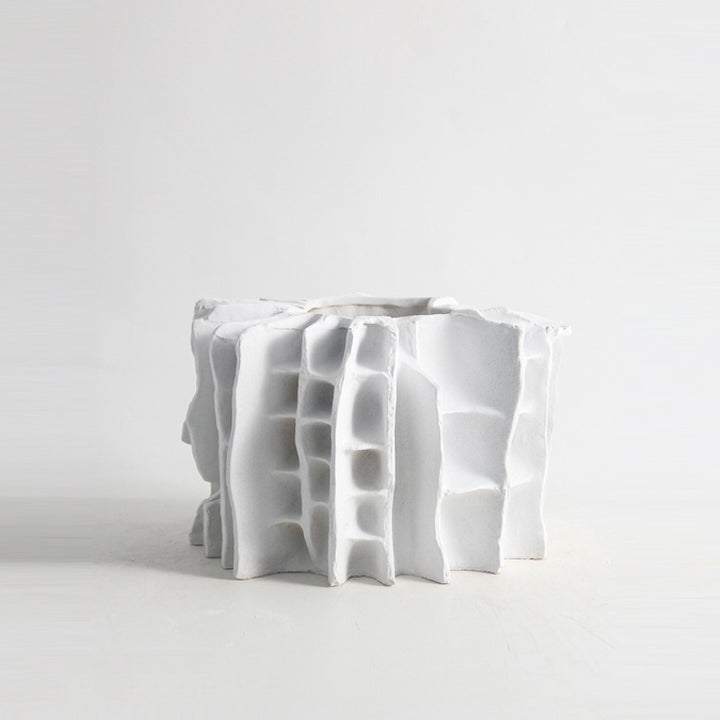 Cavern - 8.2" (21cm) Medium-Sized Sculptural White Ceramic Vase