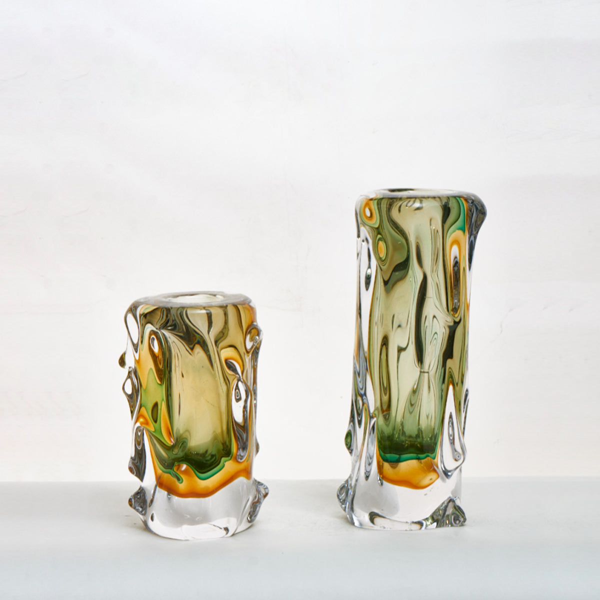 Auraline - Medium/Large Tall Multi-Hue Luxury Glass Vase with Melted Edge Design