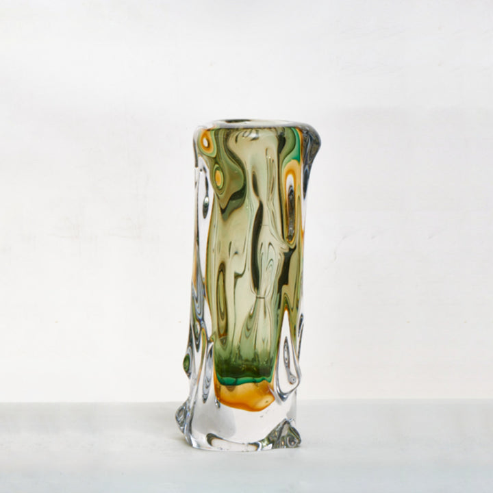 Auraline - Medium/Large Tall Multi-Hue Luxury Glass Vase with Melted Edge Design Large Size