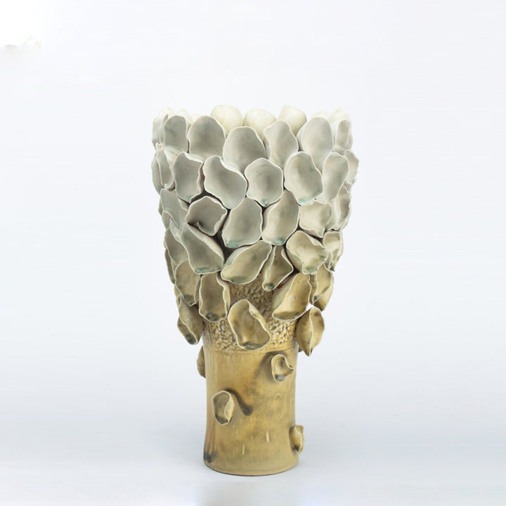 Calyx - 13.7 inch (35cm) Designer Ceramic Sculptural Vase with Layered Petals Design
