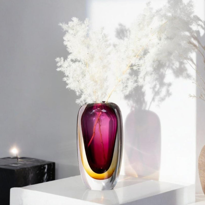 Elysia - 10.2 inch (26cm) Medium Sized Modern Luxury Gradient Art Glass Vase with Flowers