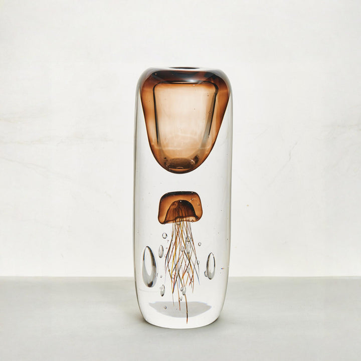 Meduso - 11.4 inch (29cm) Modern Luxury Jellyfish Art Glass Vase Red Color