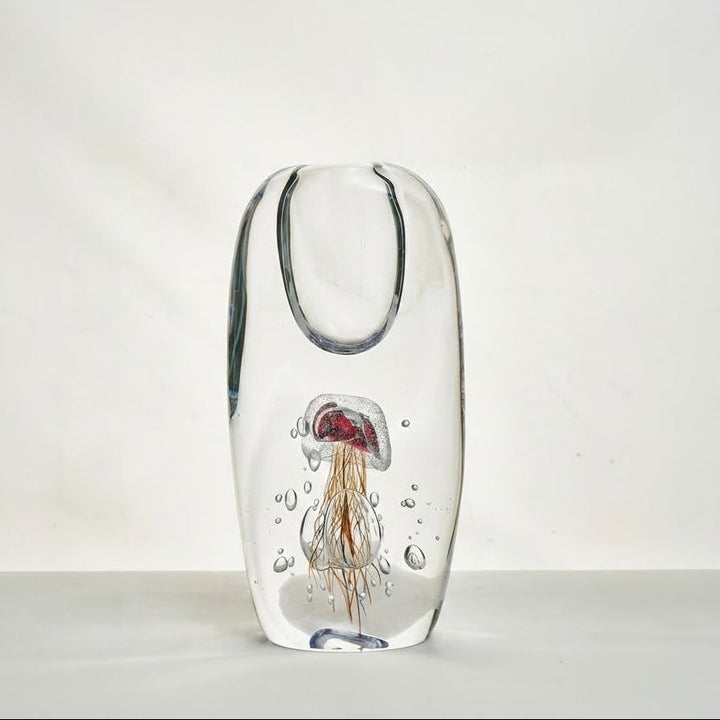 Pelagia - 12.6 inch (32cm) Handmade Modern Jellyfish Clear Glass Vase