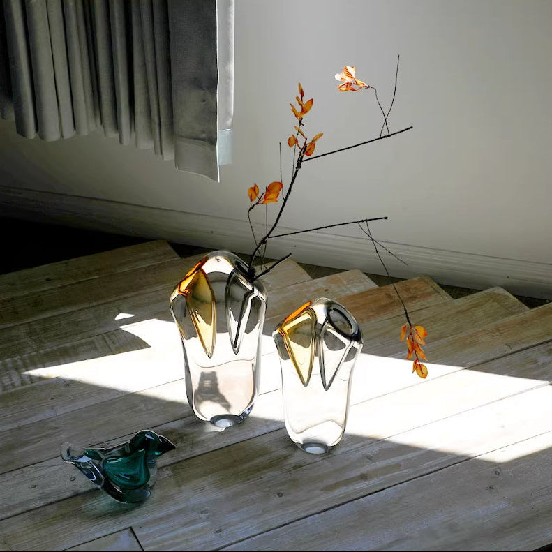 Prisma - Medium-Sized Modern Decorative Art Glass Vase with Flowers